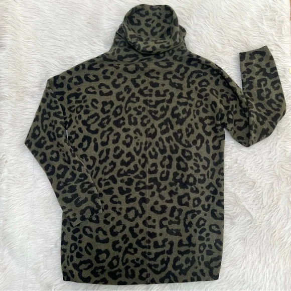 M Magaschoni Leopard Print Cowl Neck Cashmere Tunic - Picture 2 of 7